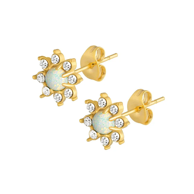 Fancy Diamond Earrings-Mars Opal Stud Earrings