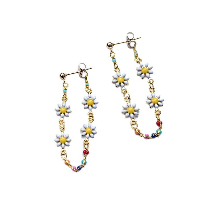 Red Gemstone Earrings-Daisy Swoop Earring