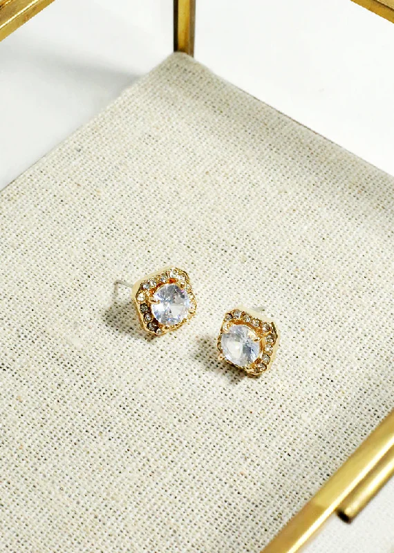 Boho Earrings for Summer-Square Rhinestone Studded Stud Earrings