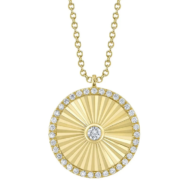 Black Pendant Necklace-14K Yellow Gold 0.32ctw Diamond Circle Necklace by Shy Creation