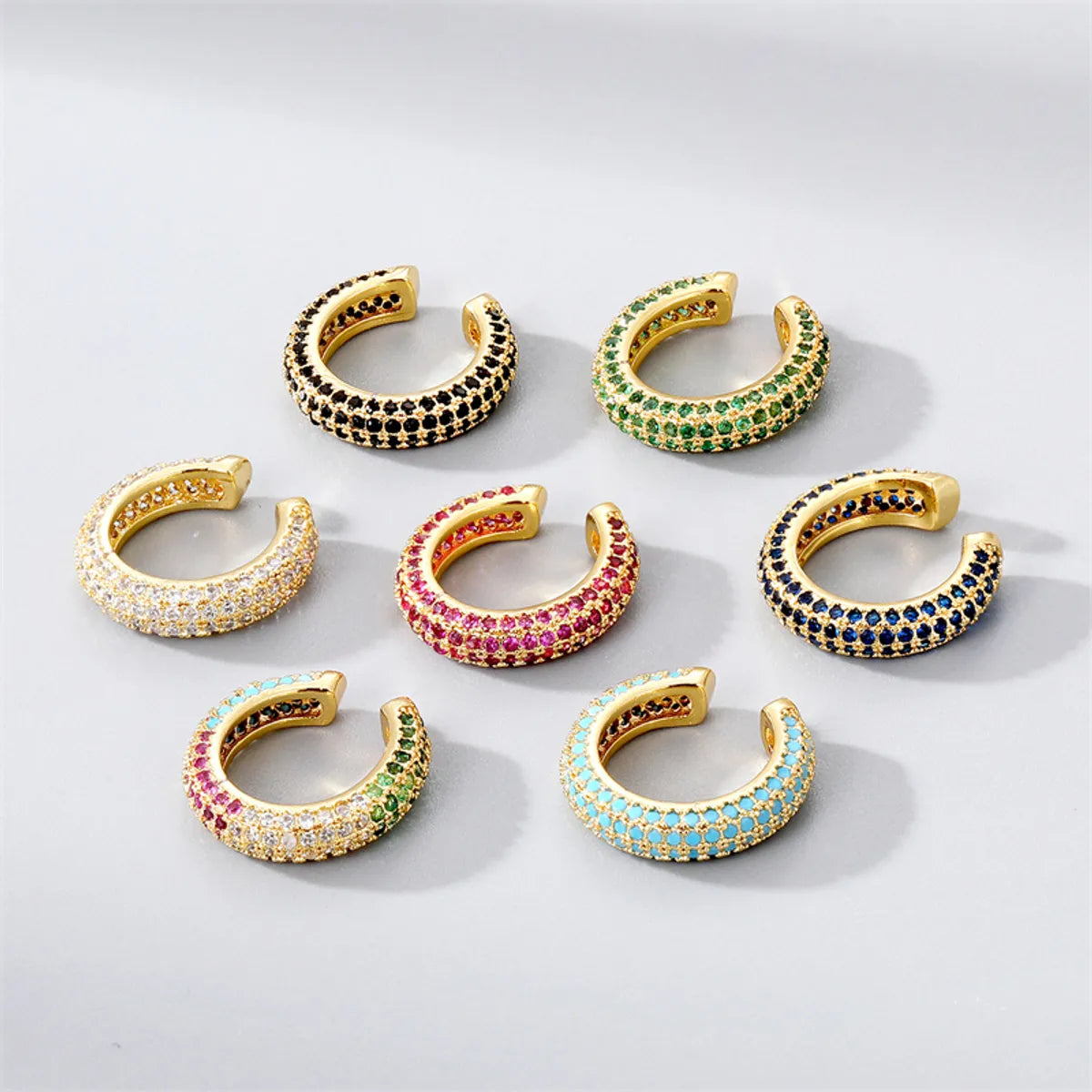 Luxury Ruby Ring-1 Piece Simple Style C Shape Plating Inlay Copper Zircon Gold Plated Ear Clips