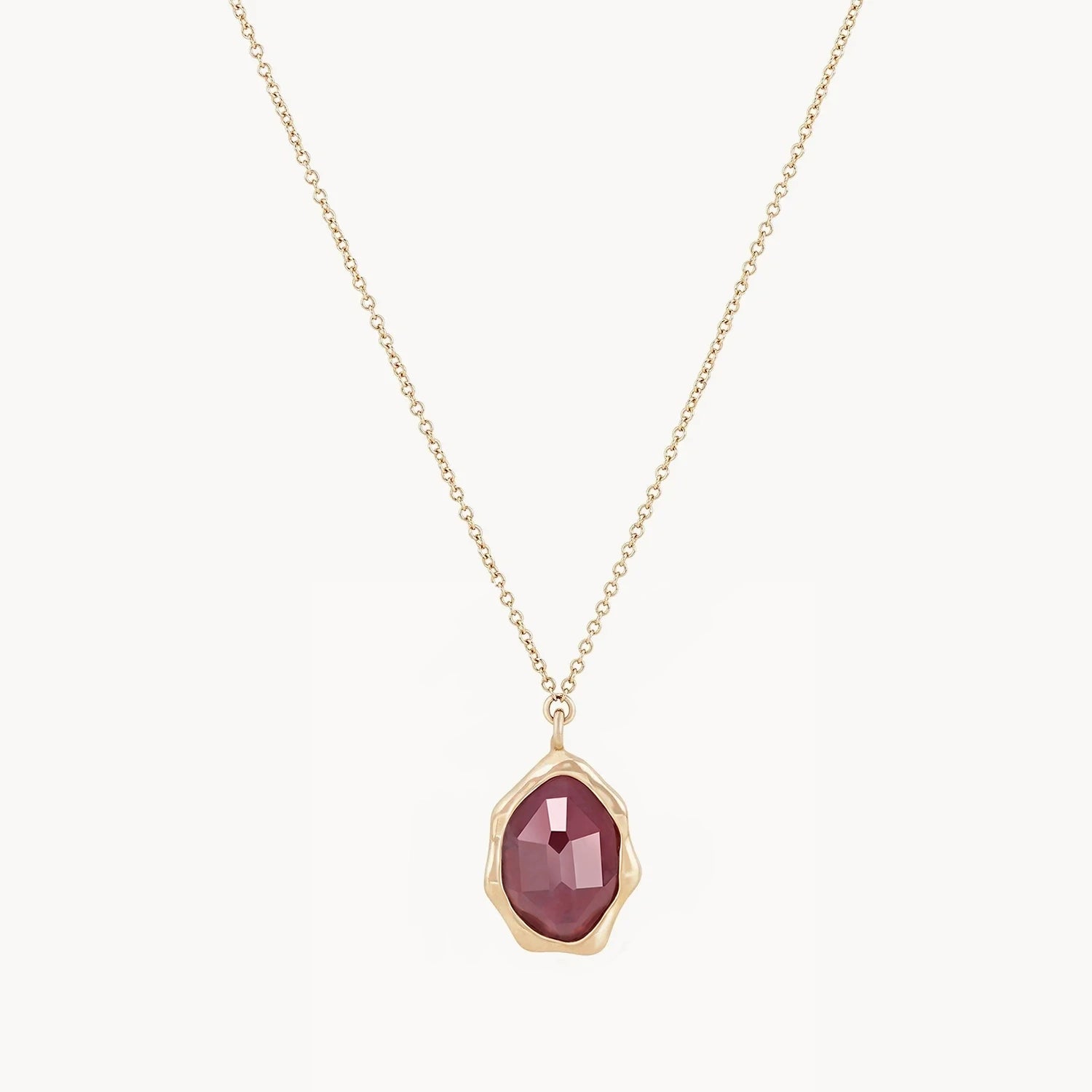 Stylish Gold Necklace-ruby mood necklace - 14k yellow gold