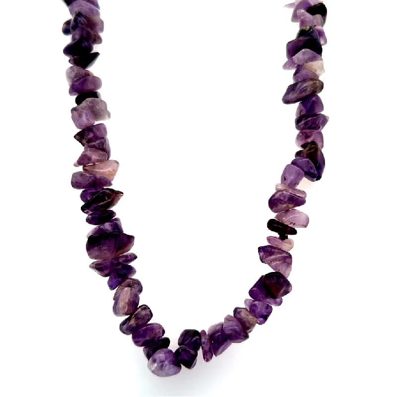 Gold Beaded Necklace-Estate 36" Amethyst Bead Necklace