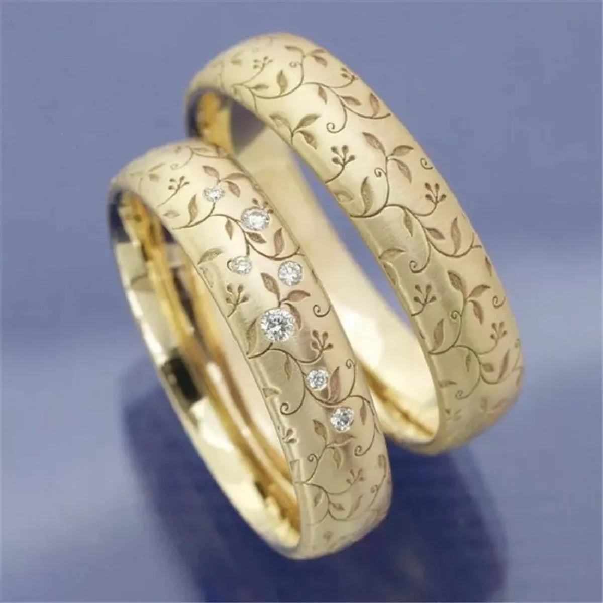 Elegant Opal Ring-Romantic Simple Style Plant Alloy Plating Inlay Rhinestones Gold Plated Couple Rings