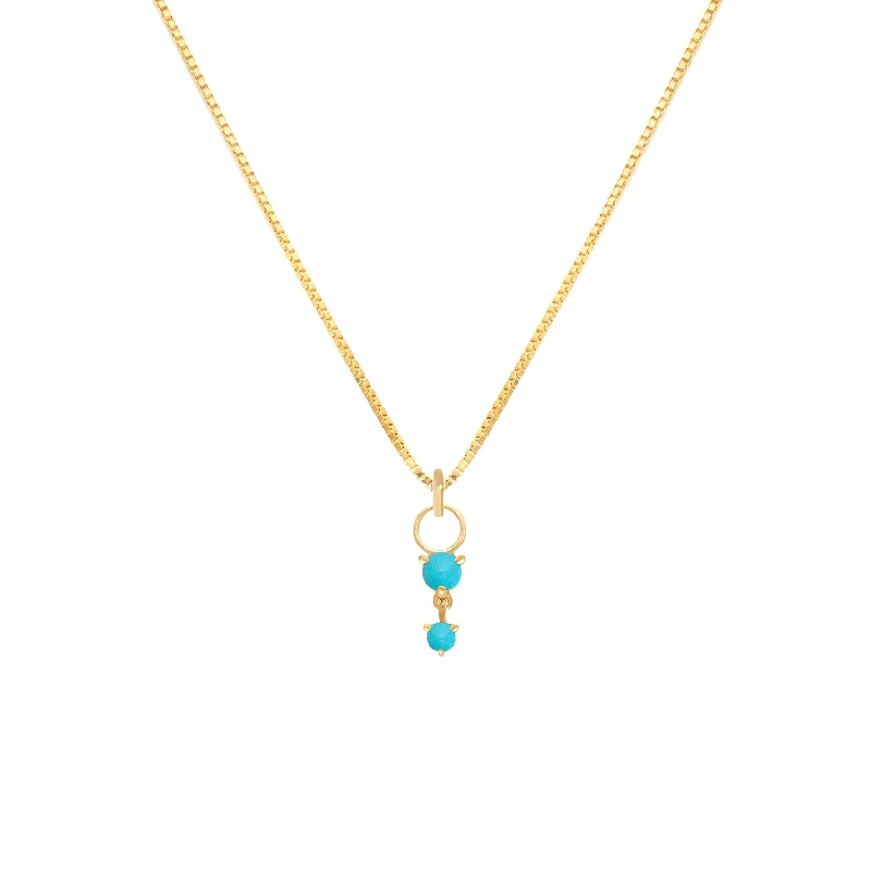 Gold Name Necklace-Deux Drop Necklace | Turquoise