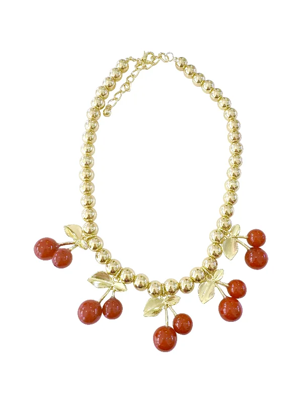 Gold Statement Necklace-Cherry Pop Necklace