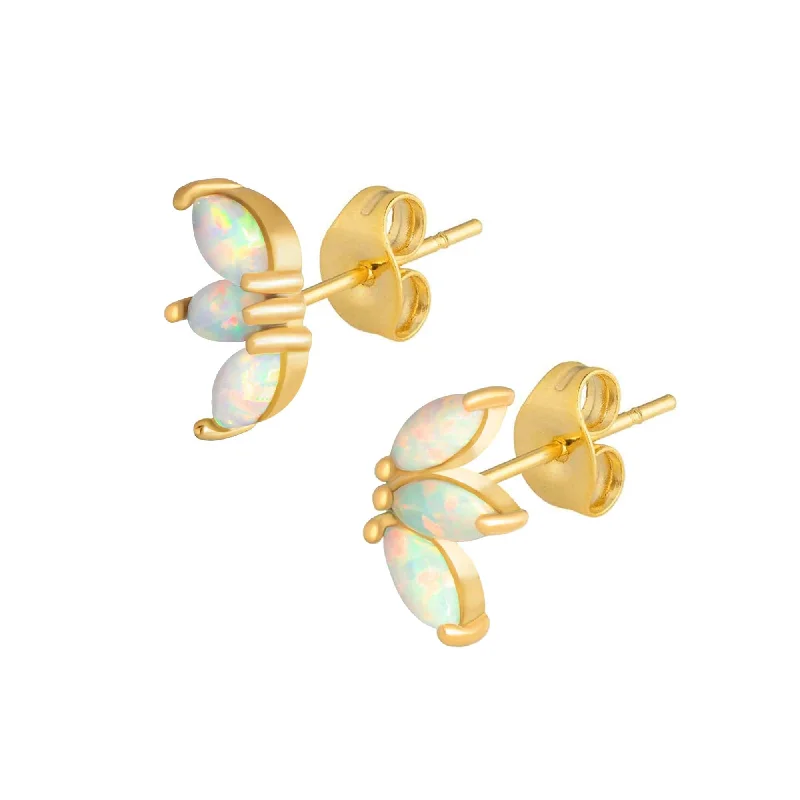 Luxury Gemstone Earrings-Mercury Opal Stud Earrings