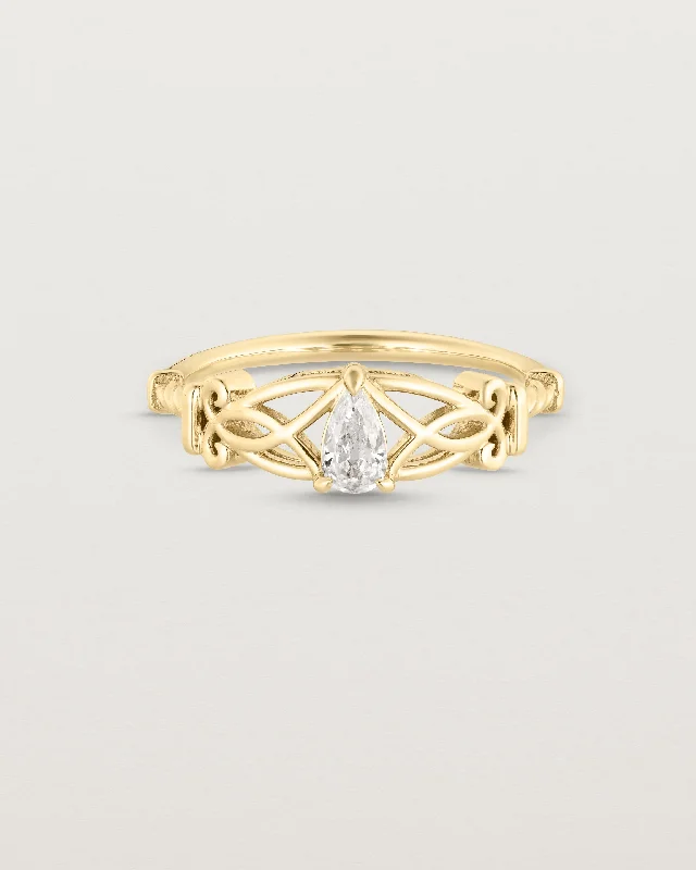 Elegant Gold Band Ring-'Key To My Heart' Ring | Old Mine Cut Diamond