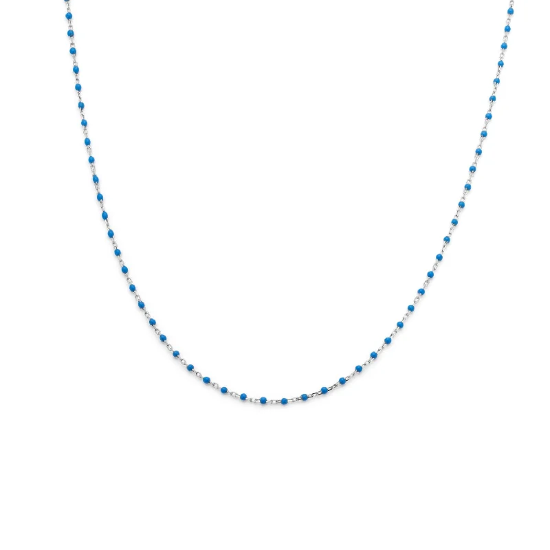 Designer Bar Necklace-Candy Chain Necklace | Azul & Silver