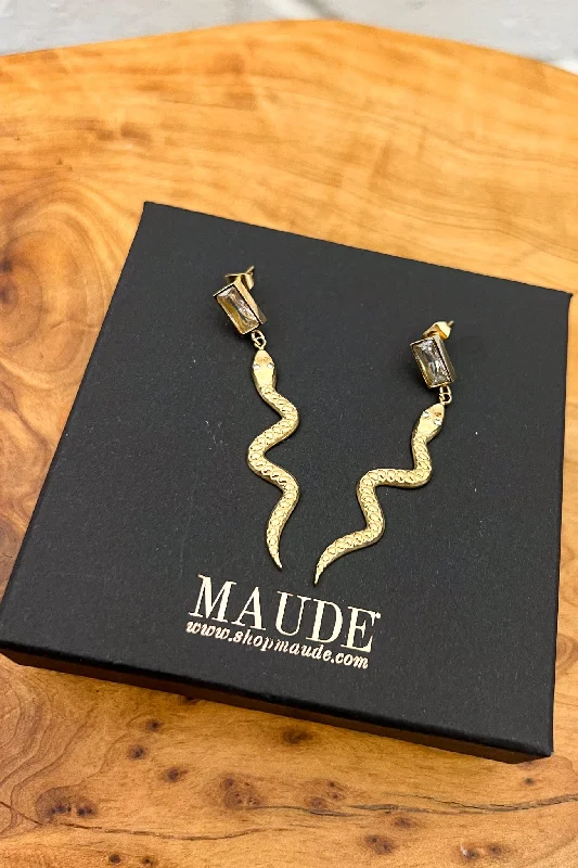 Cute Dangle Earrings-18K Diamond Snake Earrings