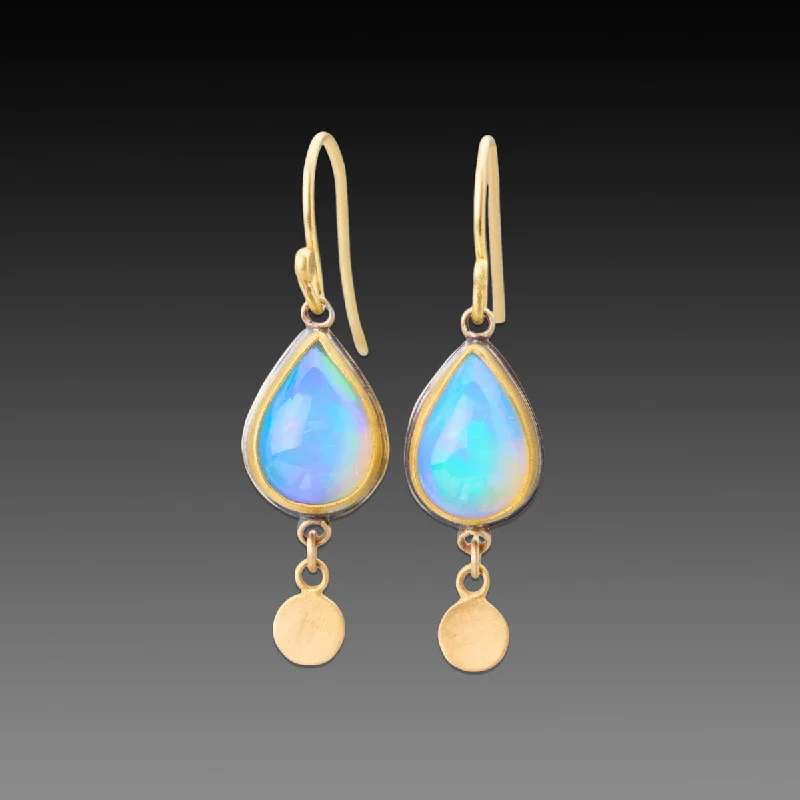 Large Bead Earrings-Opal Teardop Earrings