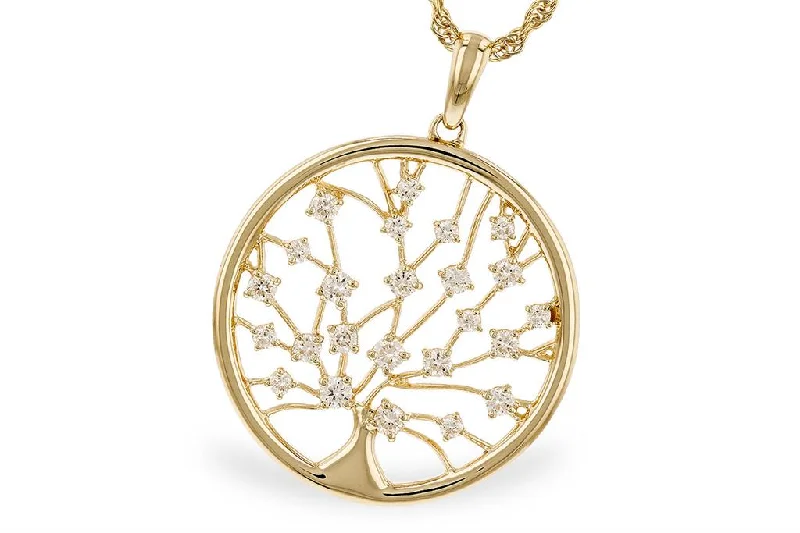 Layered Gemstone Necklace-14K Yellow Gold 0.32ctw Diamond Tree Necklace by Allison Kaufman