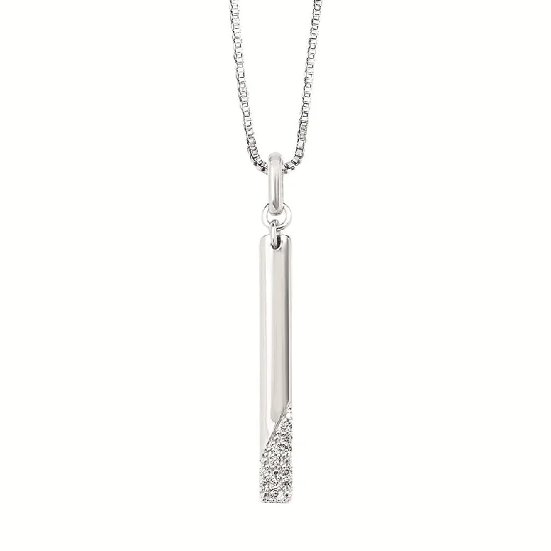 Bright Gold Pendant Necklace-Sterling Silver 0.05ctw Diamond Vertical Bar Pendant Necklace