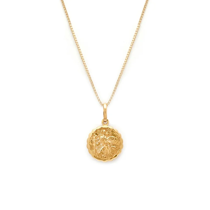 Unique Gold Pendant Necklace-St Christopher Necklace | Gold