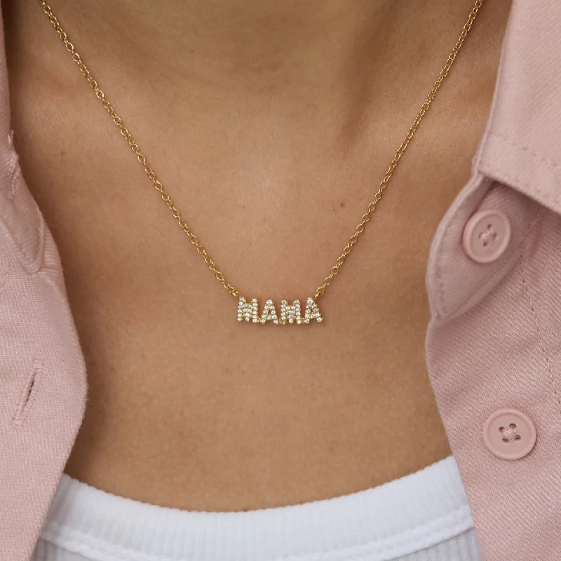 Simple Crystal Pendant Necklace-Pavé MAMA Necklace