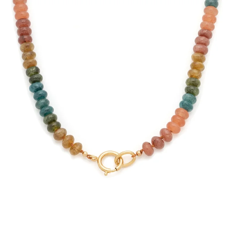 Handcrafted Gold Necklace-Gemstone Necklace | Multi-Shaded Quartz