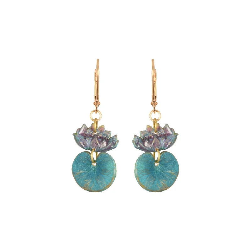 Artistic Gemstone Earrings-Waterlily Earrings