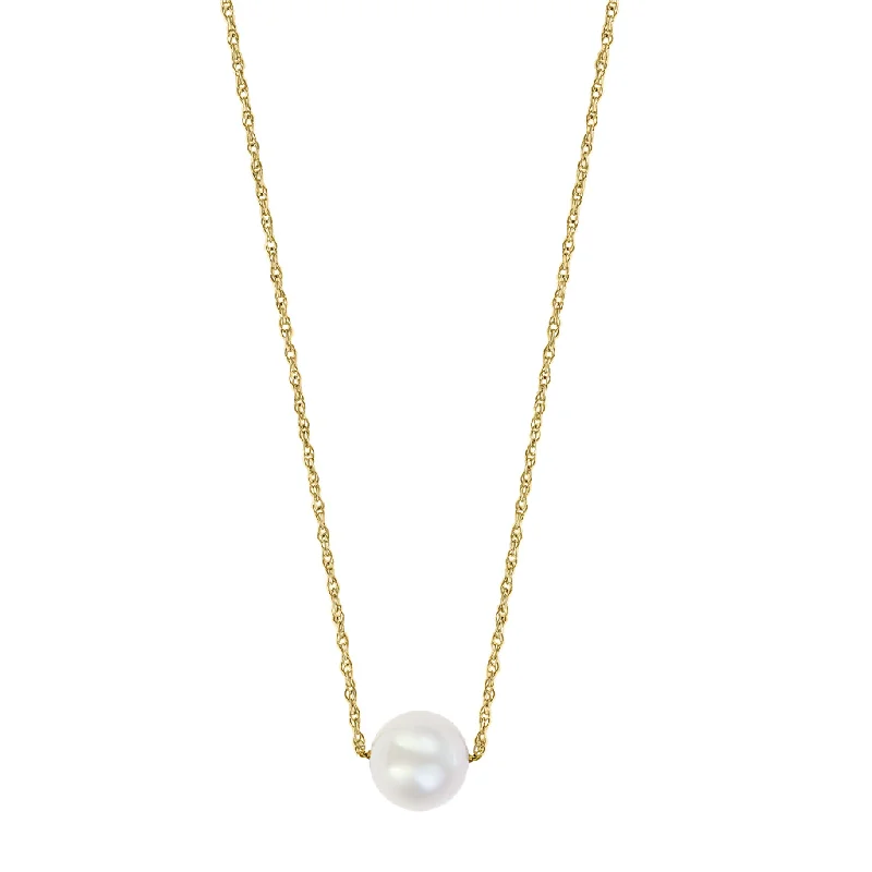 Gold Pendant Necklace-14K Yellow Gold 8.5-9.5mm Freshwater Pearl Solitaire Necklace