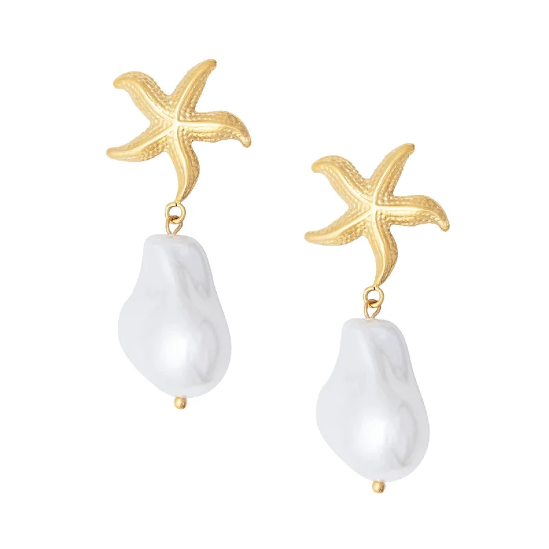 Abstract Design Earrings-Beaches Pearl Stud Earrings