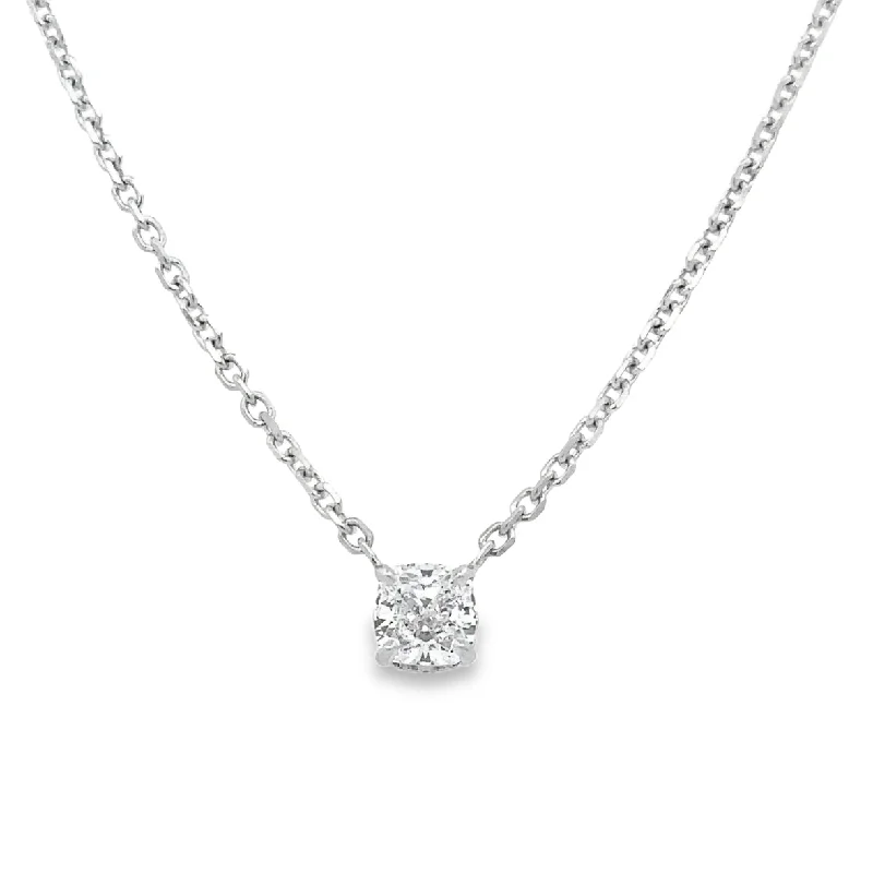 Multi-Layer Chain Necklace-1.06 ct. E-SI1 Cushion Cut Diamond Solitaire Necklace