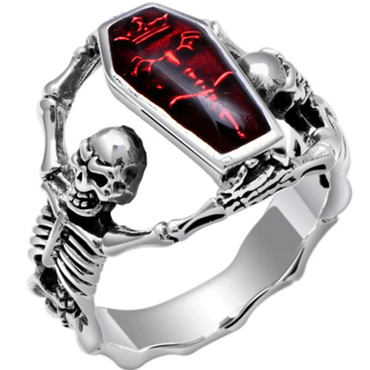 Wedding Ring Set with Diamonds-Retro Punk Skeleton Alloy Plating Men'S Rings