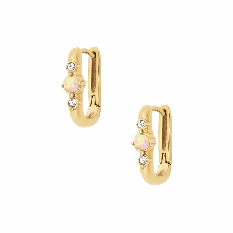 Square Stud Earrings-Sarah Opal Hoop Earrings