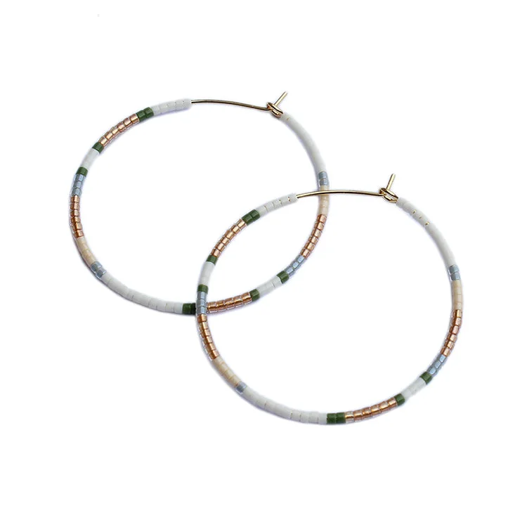 Luxury Gemstone Earrings-Ana Hoops / LG - White