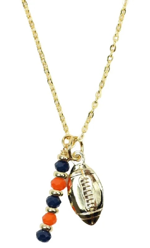 Sapphire Pendant Necklace-The Touchdown Necklace - Orange + Navy