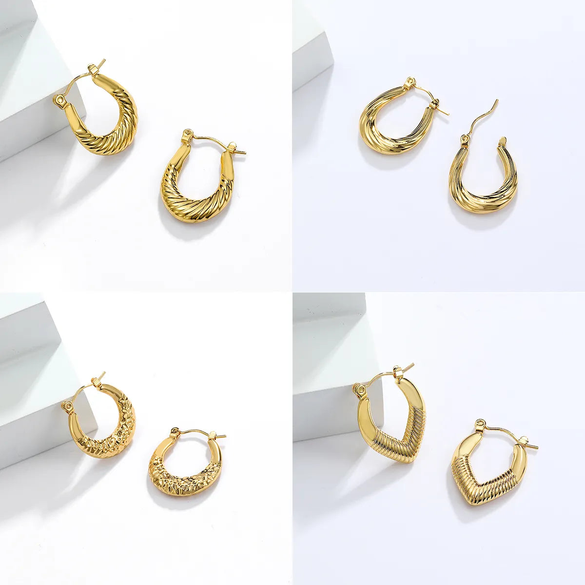 1 Pair Fashion U Shape Stainless Steel Plating Earrings