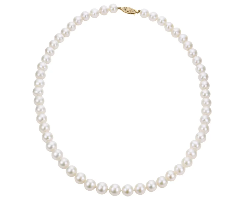 Beaded Gold Pendant Necklace-14K Yellow Gold 8-8.5mm Freshwater Cultured Pearl Strand Necklace