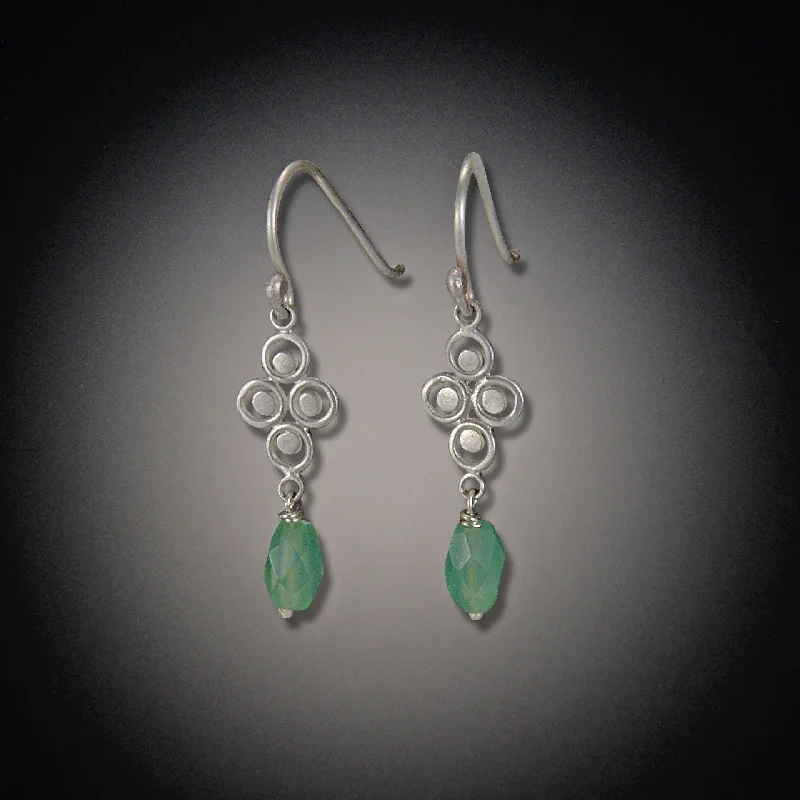 Modern Tassel Earrings-Small Filigree Earrings with Chrysoprase