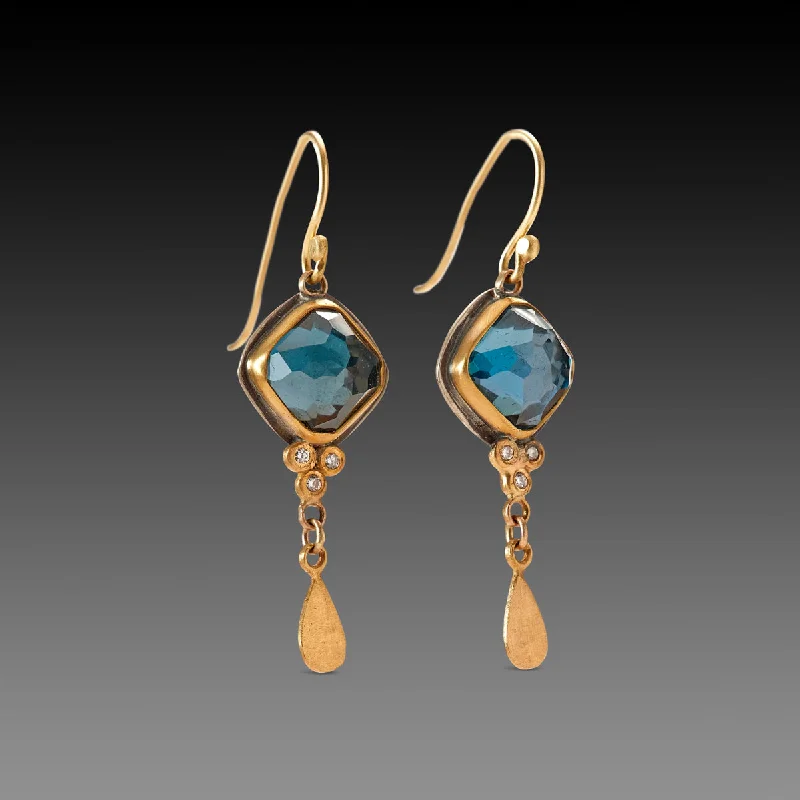 Bridal Earrings for Weddings-London Blue Topaz Drop Earrings