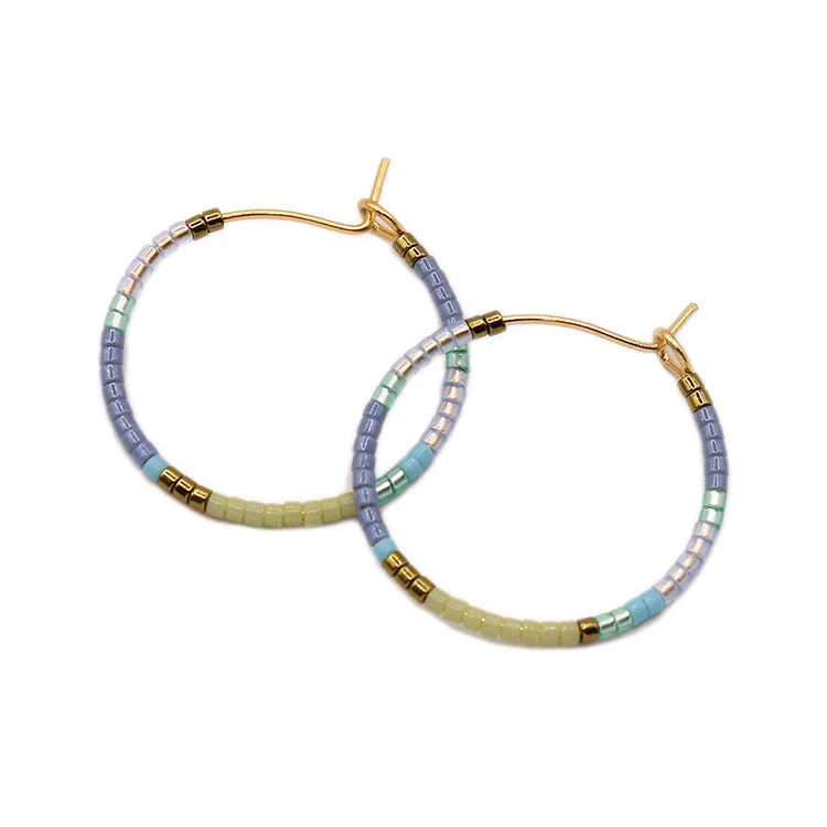 Handmade Silver Earrings-Beauty Hoops / Denim Blues