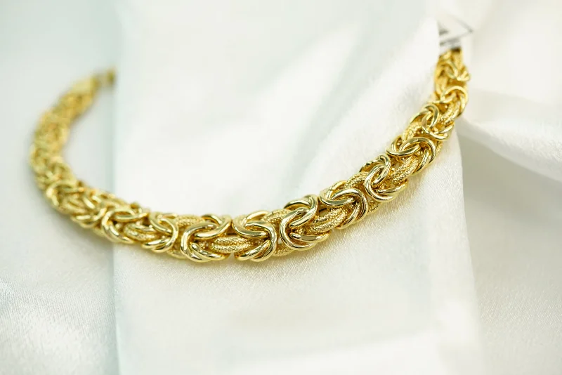 Custom Gold Bracelet-14k Degraded Byzantine Bracelet