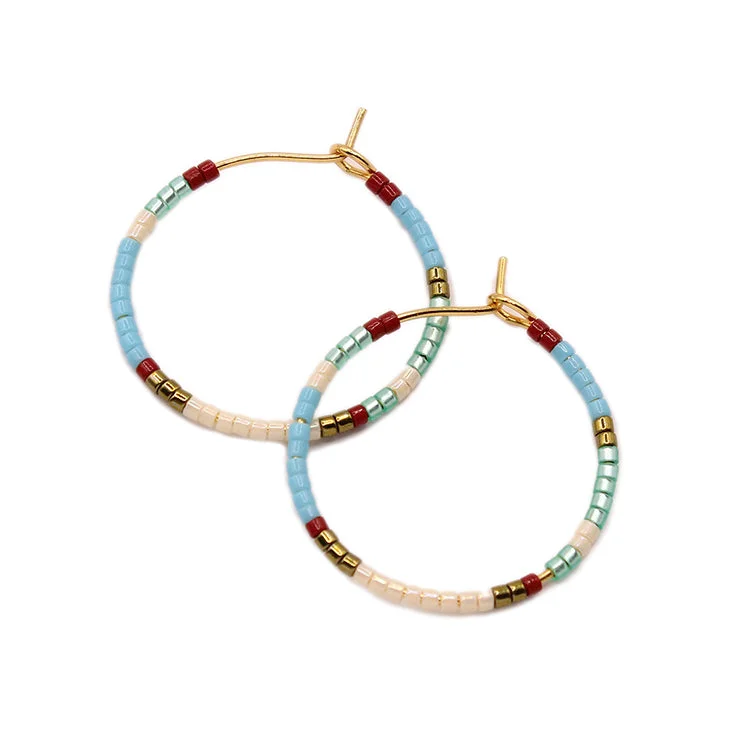 Minimalist Gold Earrings-Beauty Hoops / Turquoise