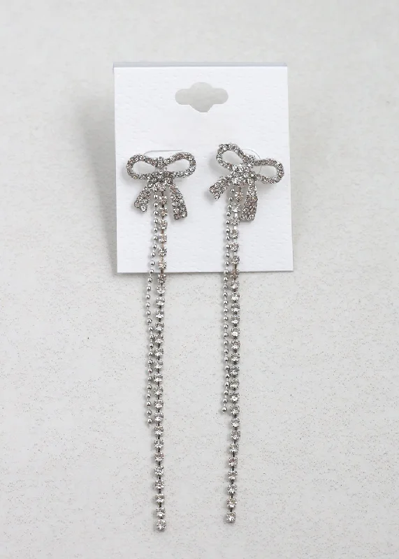 Geometric Earrings for Women-Rhinestone Bow Drop Earrings