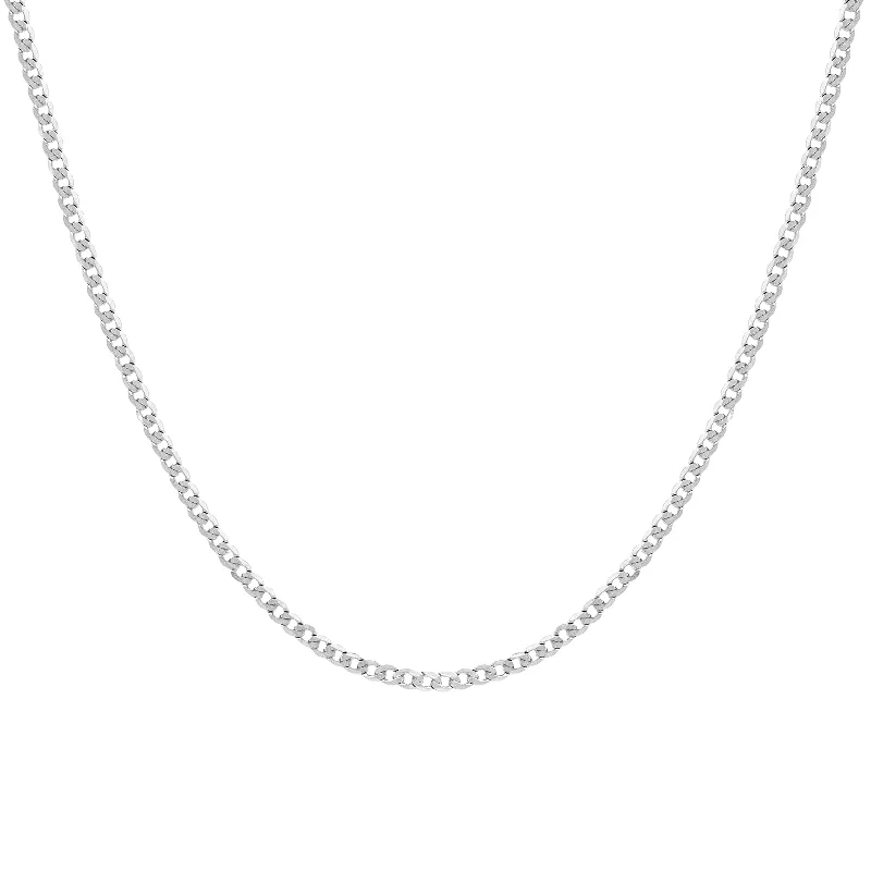 Personalized Birthstone Pendant Necklace-Cubano Chain Necklace | Silver