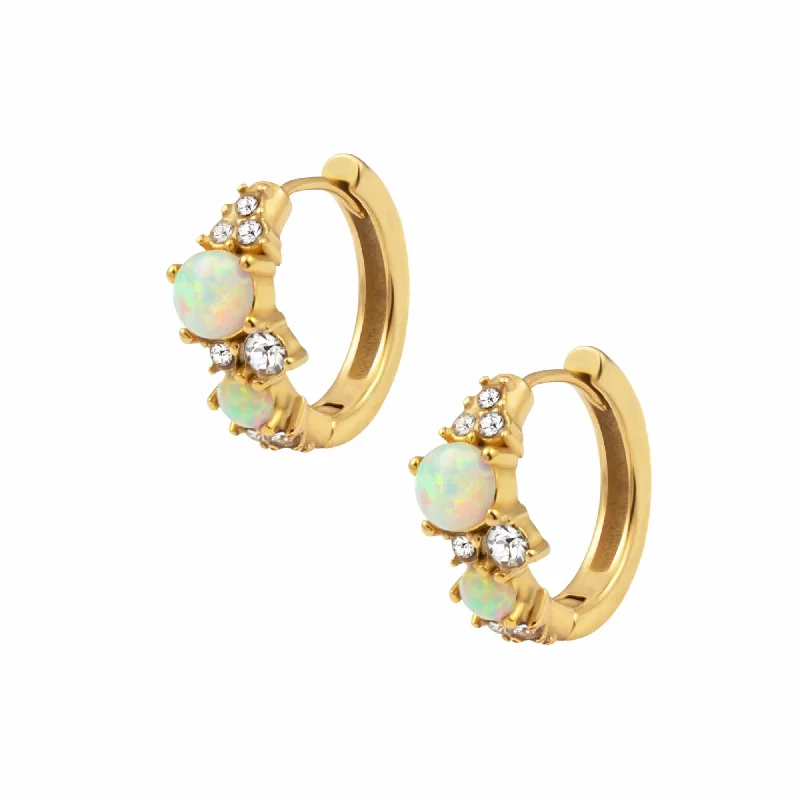 Simple Stud Earrings for Girls-Gratitude Opal Hoop Earrings