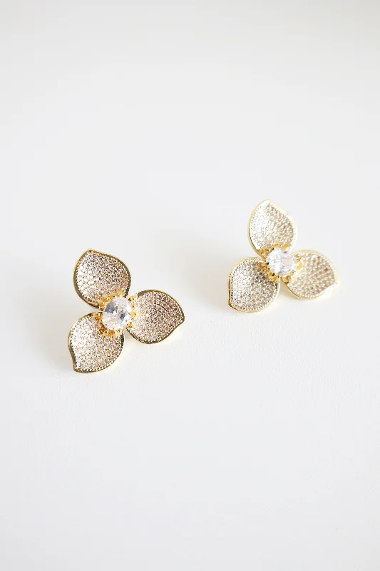 Crystal Drop Earrings-Crystal Petals Earrings