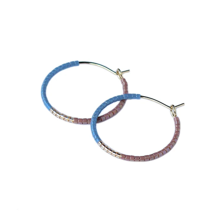 Classic Round Earrings-Color Field Hoops SM / Denim