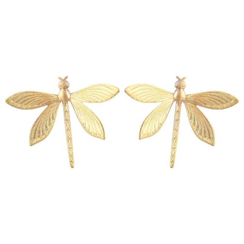 Elegant Wedding Earrings-Gold Dragonfly Earrings