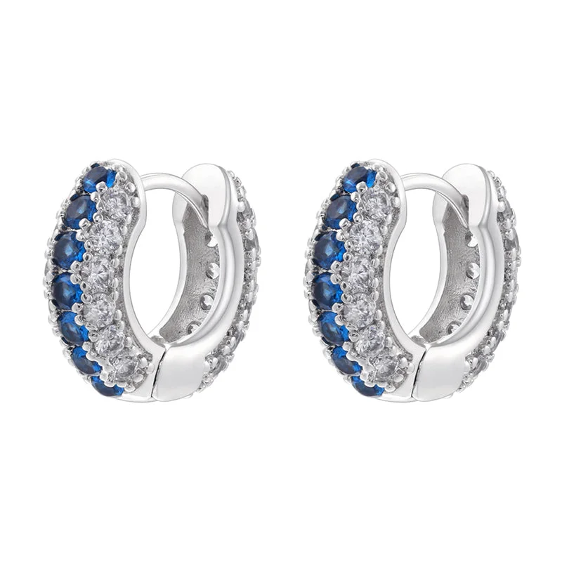 White Gold Color Blue Diamond 1 Pair