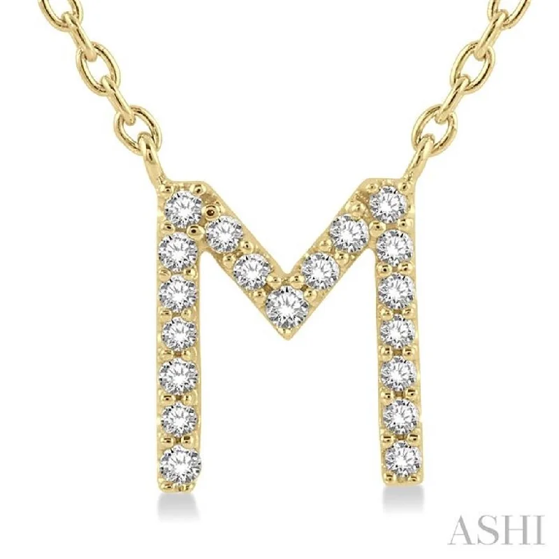 Simple Gold Chain Necklace-10K Yellow Gold 0.06ctw Diamond Letter "M" Necklace