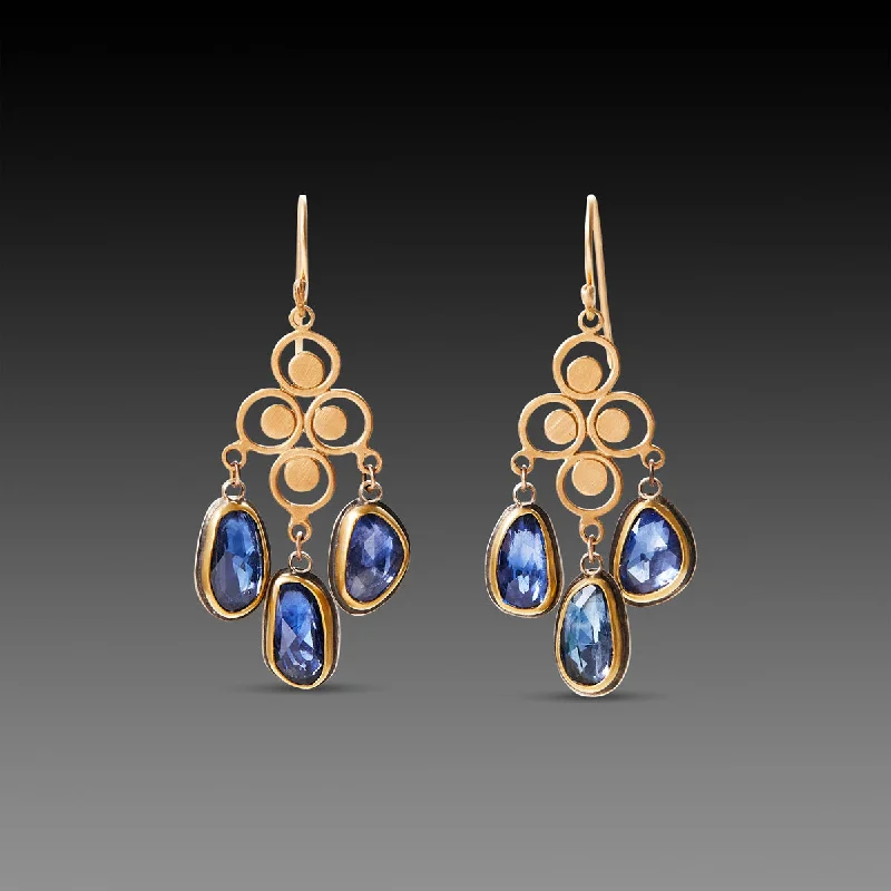 Diamond Hoop Earrings-Sapphire Filigree Earrings