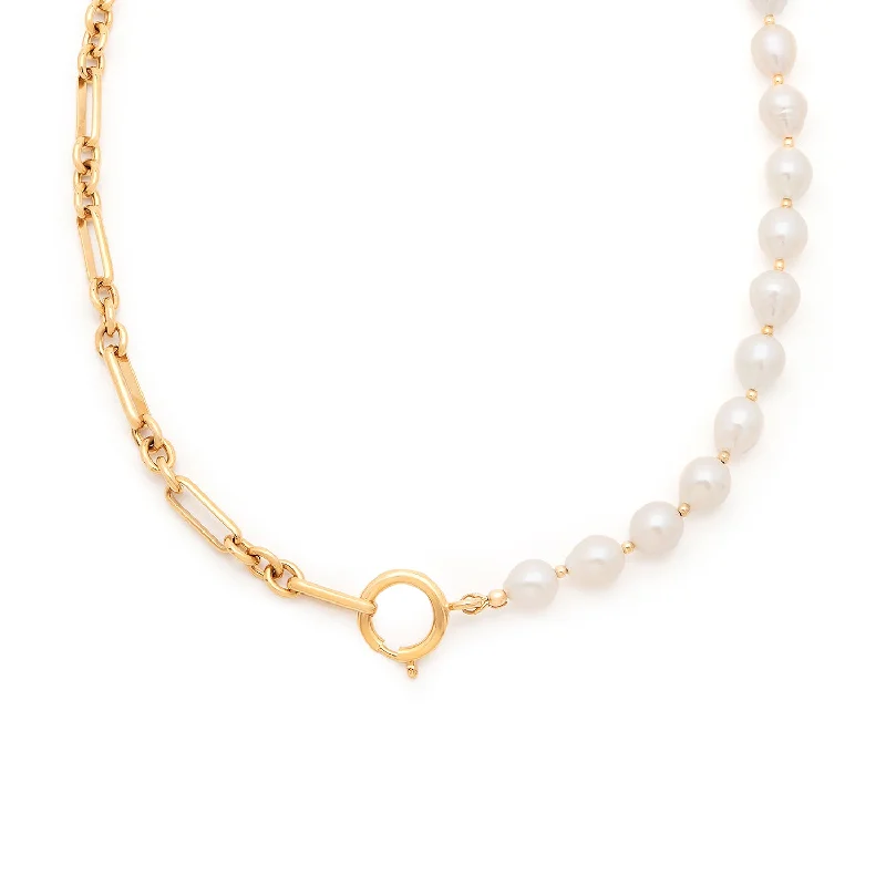 Simple Rope Necklace-Dual Necklace | Pearl