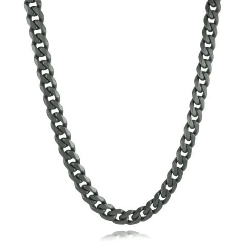 Large Statement Necklace-Stainless Steel IP Gunmetal 10mm Curb Chain Men's Necklace