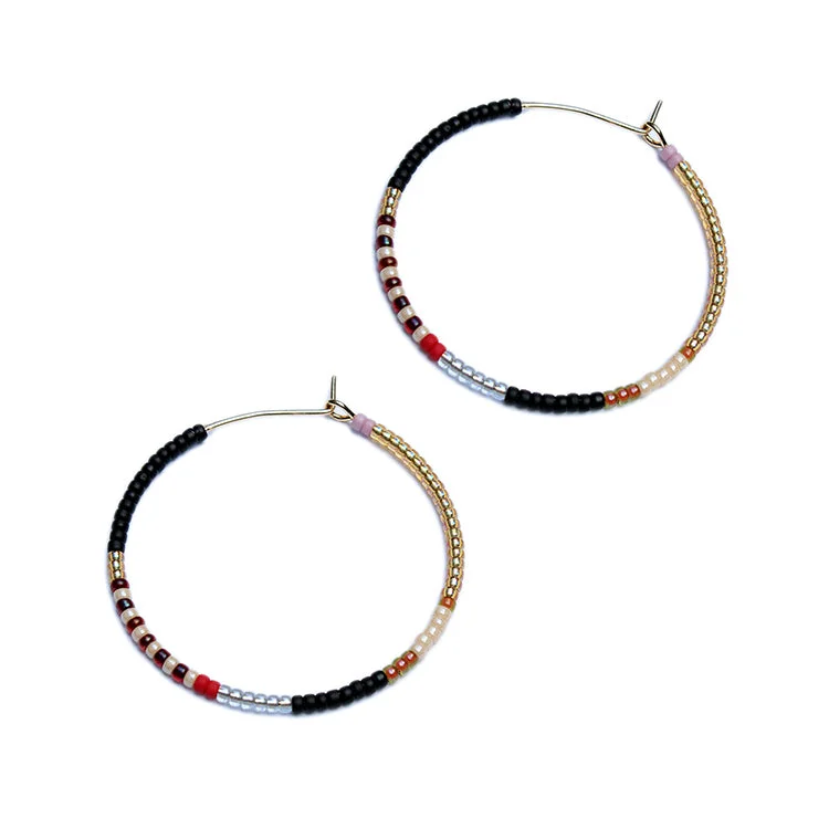 Casual Everyday Earrings-Aryna Hoops / Black