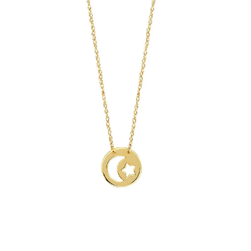 Rose Gold Chain Necklace-14K Yellow Gold Moon & Star Necklace by Midas Chain