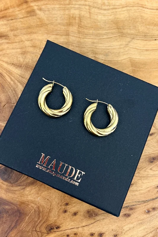 Modern Geometric Earrings-18K Shelby Twisted Hoop Earrings