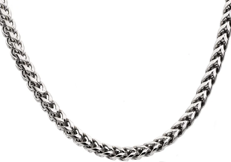 Gold Beaded Necklace-Mens Stainless Steel Rounded Franco Link Chain Necklace